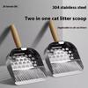 2 In 1 Pet Waste Shovel Wood Handle Toilet Garbage Picker Sturdy Litter Box Scooper For Puppy