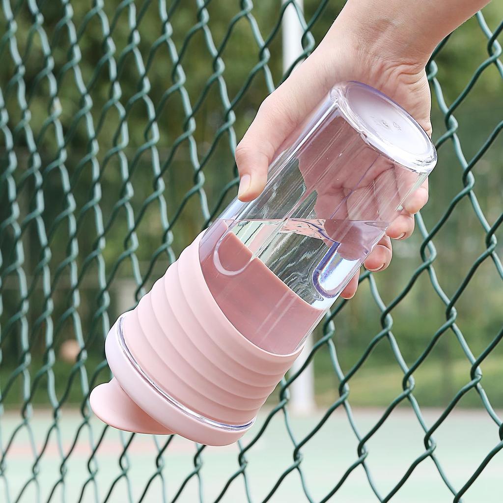 Fexmoy Protein Shaker Bottle, Blender Bottle for Gym/Workout, Disassembleable and Cleanable, BPA-Free, with Shake Ball, 700ml (Pink)