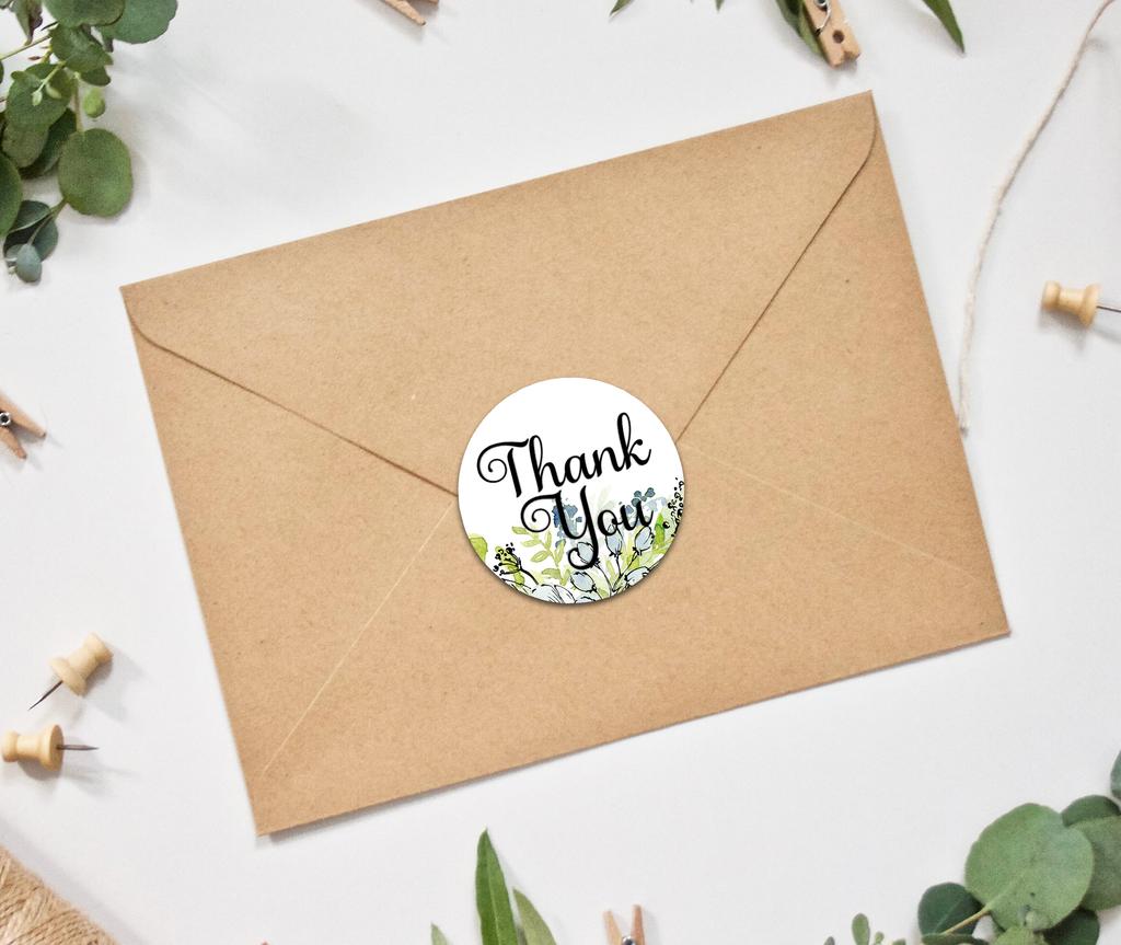 Darling Souvenir Personalized Botanical Floral 1.6 Inches Round Thank You Stickers DIY-45