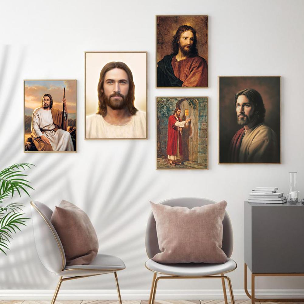 Christ Religious Belief Series Jesus Canvas Painting Poster Print Wall Art Pictures For Room Church Home Decoration Vintage