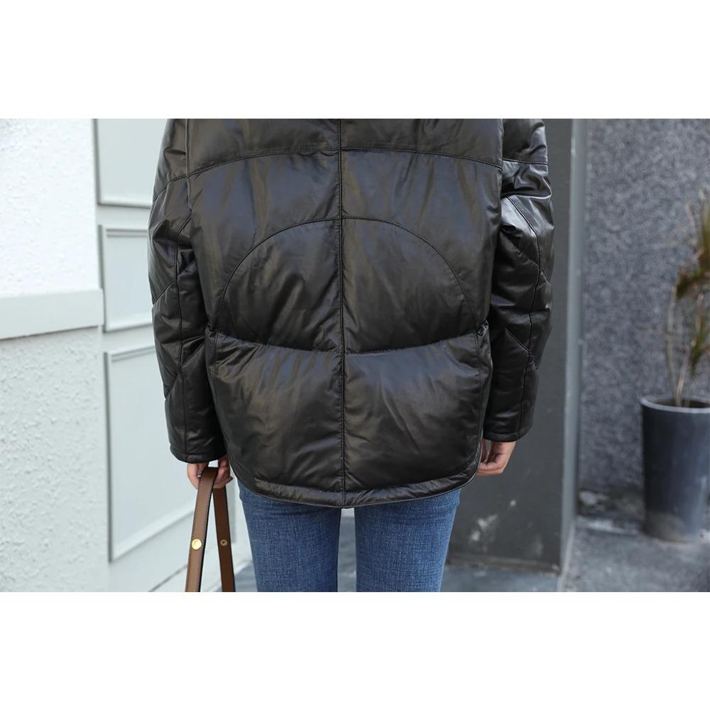 Women Leather Coat Winter 100% Soft Sheepskin Removable Hood Thick Women Coat Winter Free Size