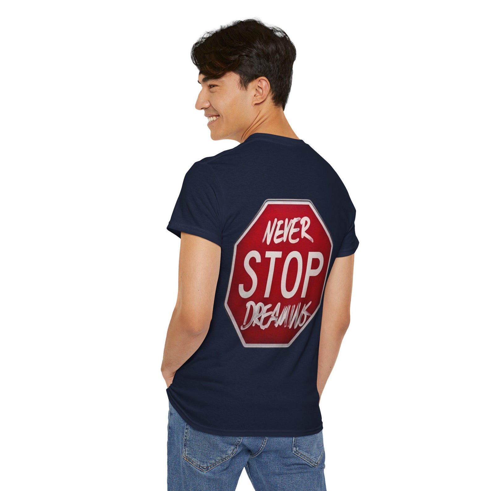 Never Stop Dreaming Shirt, Urban Streetwear Graphic Tee, Motivational Stop Sign T-shirt, Aesthetic Skater Tshirt, Oversized Graphic Tee 4XL