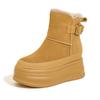 Inner Heightening Snow Boots Women's Winter New Thick-soled Small Short Boots Cold-proof Soft Leather Velvet Warm Women's Boots