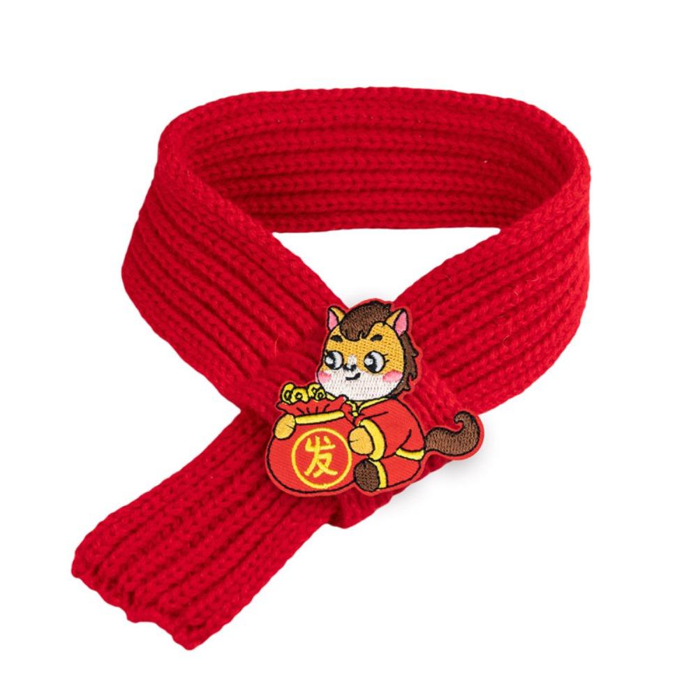

Cute Handmade Cat Dog Scarves Chinese Style Red Cat Bow Tie Embroidery Pattern Lightweight Knitted Pet Collar Pet Gifts