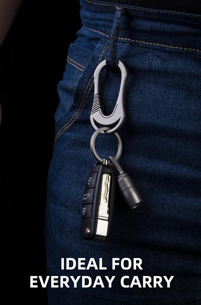 Titanium Carabiner Keychain - EDC Compatible Key Ring Model OLM01 (Gunmetal Gray)