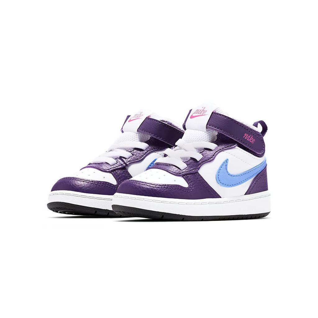 Nike Mid 2 Slip Resistant Abrasion Resistant Mid Top Skateboard Shoes Purple White Blue Infant And Toddler CD7784-106