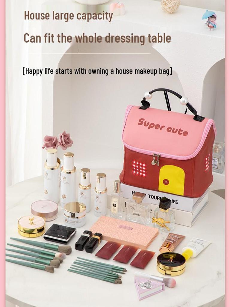 *Cute & Spacious 2025 Waterproof Makeup Bag for Women - Portable, Large Capacity, Ideal for Travel Toiletries*