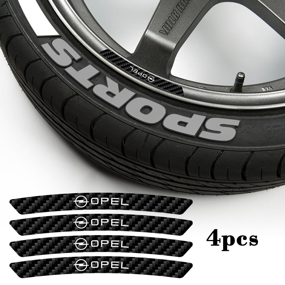 4Pcs Carbon Fiber Car Wheel Tire Hub Rim Sticker Emblem Auto Accessories For Opel OPC Astra K Vectra Corsa Zafira Insignia Mokka