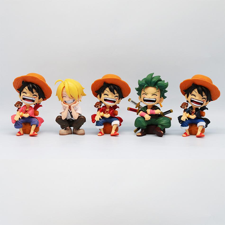 One Piece Handheld Luffy Solon Portgas·D· Ace Sitting Yamato versión Q juego de moda dibujos animados Anime coche ornamento rega