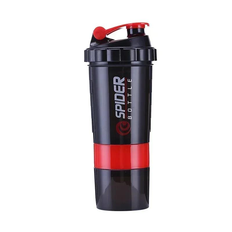 3-lagige Shaker-Flasche, Protein-Mix-Shake-Becher, Sport-Fitness-Wasserbecher, 550 ml, skalierte Plastikwasserflaschen mit Medikamentenbox