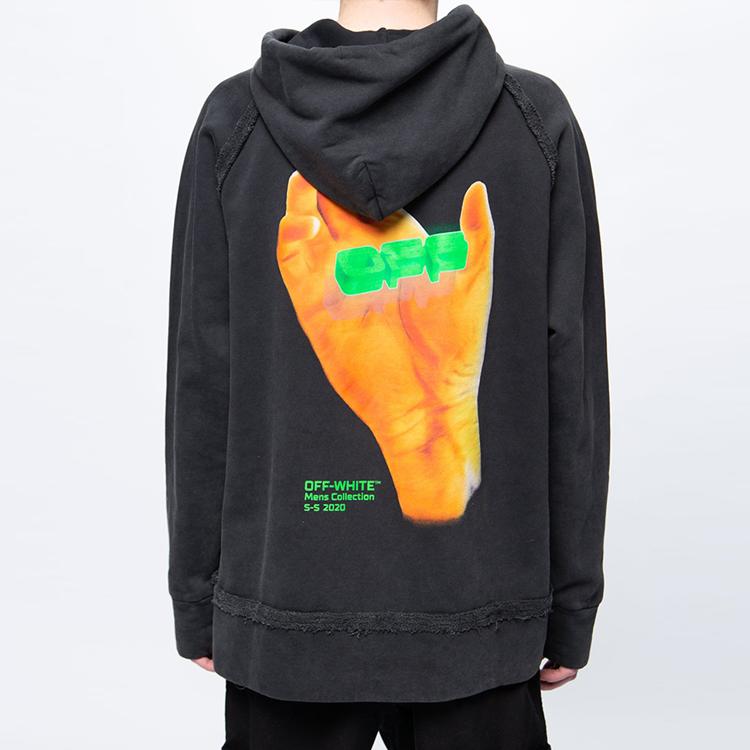 Off-White Hand Logo Incompiuto Hoodie Black Men Tops OMBB057R20E300131088