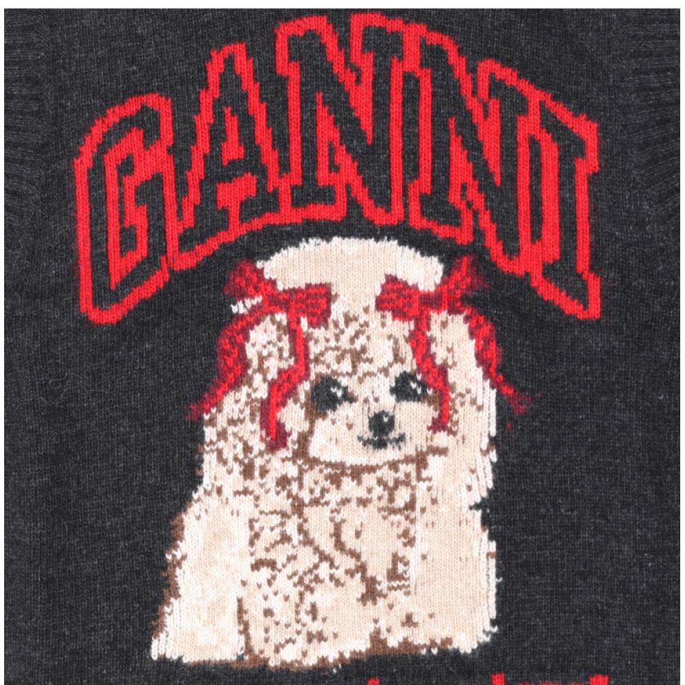 Ganni Women S Knit veSt Wool Mix Puppy Logo A1070044 052