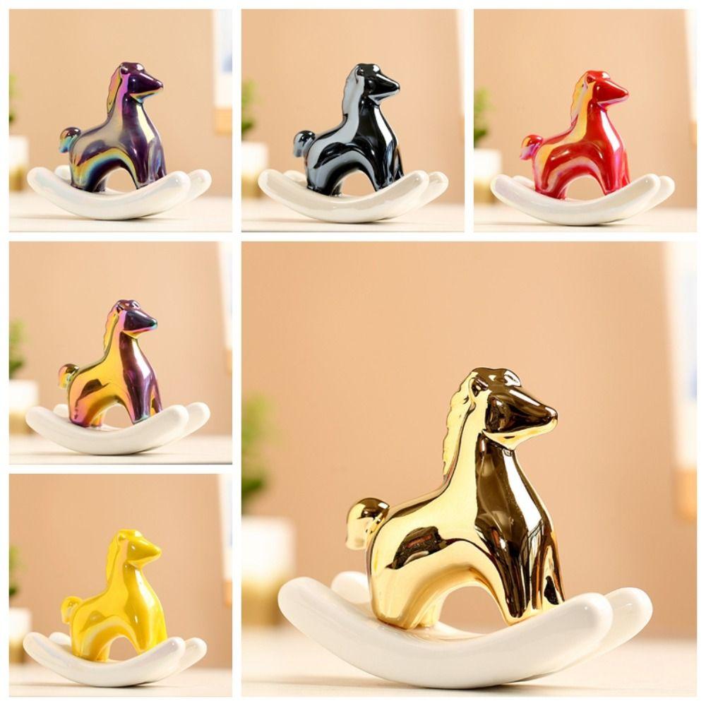 Mini Konik na bujaczku Ozdoba Ceramiczny Koń Dekoracja Roku Konia Rzeźba Konia Rękodzieło Gabinet