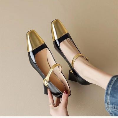 Fashion Gold Mary Jane Ladies Summer Footwear High Heels On Heeled Square Japanese Style Lolita Gothic Pumps Shoes for Women 2024 Casual