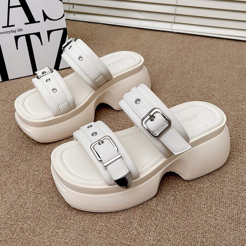 Fashion 8CM Summer High Platform Women Sandals Wedge Heels Slippers Fashion New Beach Outside Chunky Sandals Comfort Casual Slides Woman