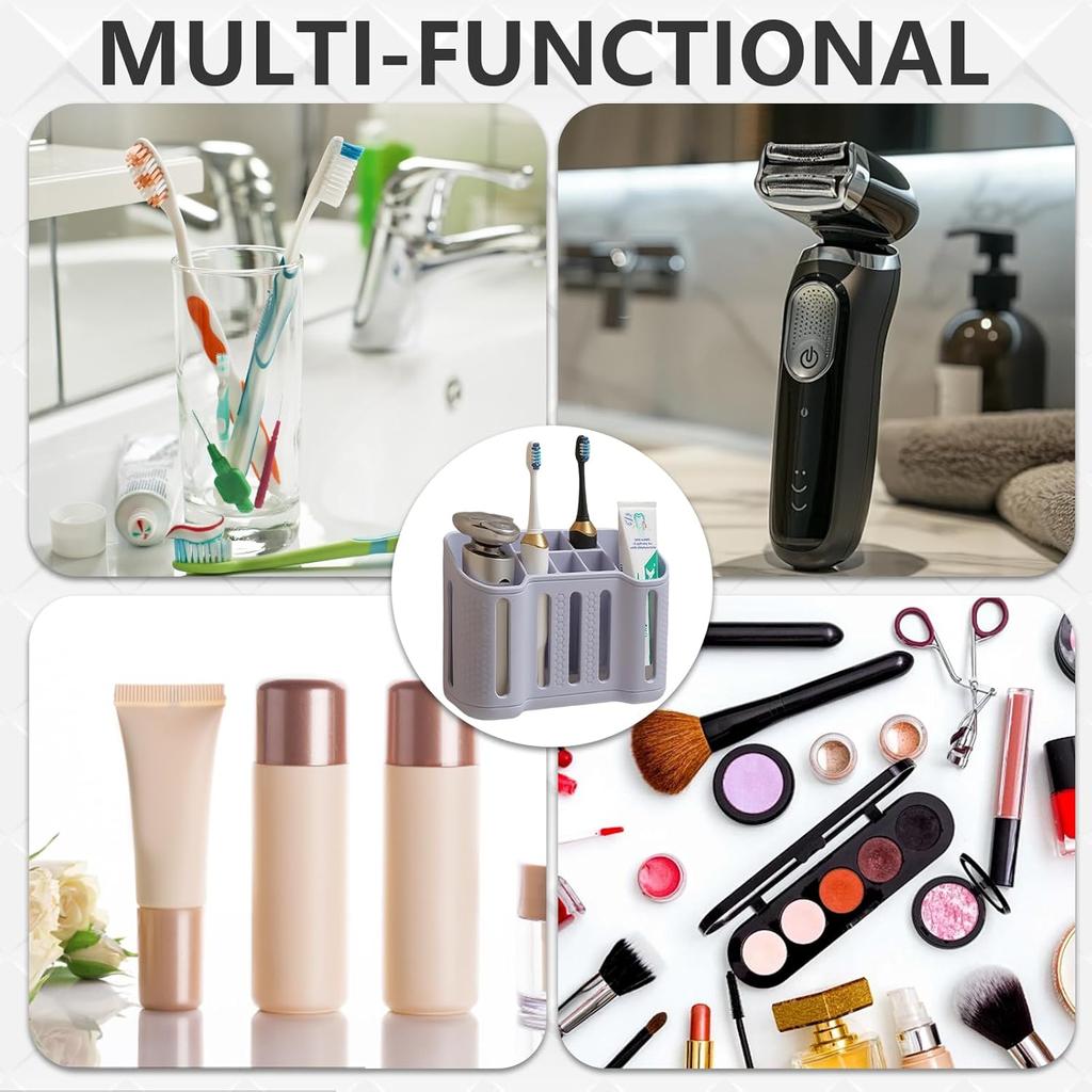6Small 2 Large Slots Bathroom Organizer Toothbrush Holder For Electric Toothbrush Shaver Toothpaste Storage Bathroom Accessories