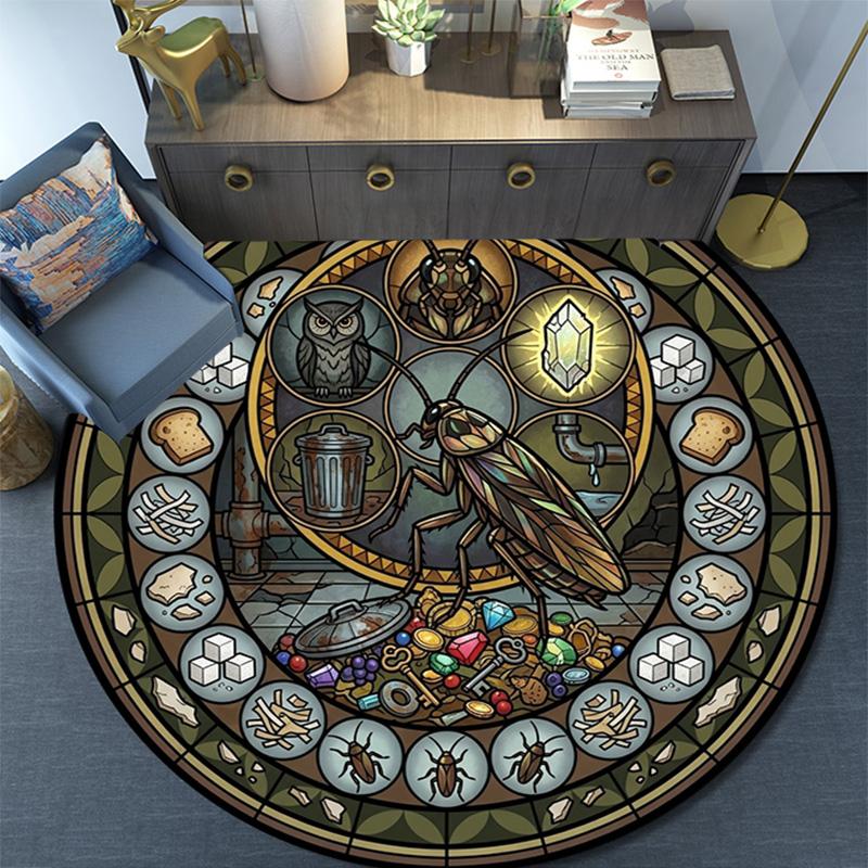 Ocean Glass Round Area Rug Under Office Chairs Bedroom Living Room Home Decor