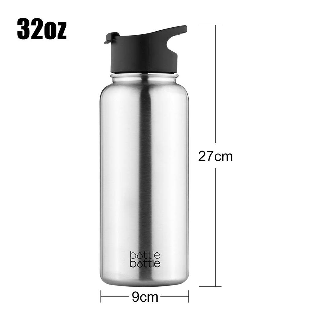 1000ml Stainless Steel Vacuum Insulated Water Bottle with Two Lids, Perfect for Travel, Outdoor Activities, and Sports, Silver