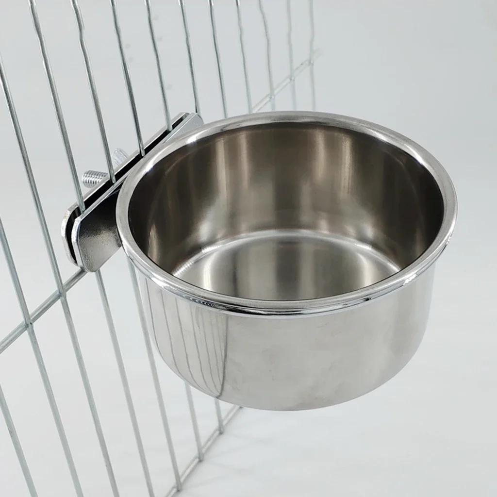 Birds Hanging Cage Bowl Stainless Steel Pet Birds Dish Cup Anti-turnover Feeding Food Drinking Feeder for Parakeet Lovebird Bowl