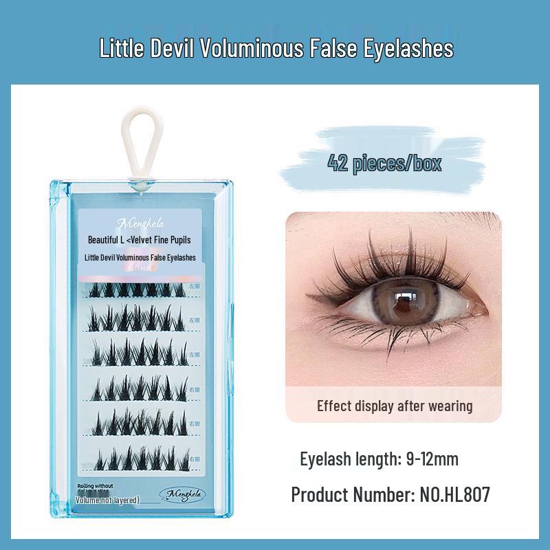 Menghela Big Eye Natural Curled False Lashes - Thin Stem Single Cluster for Lengthening