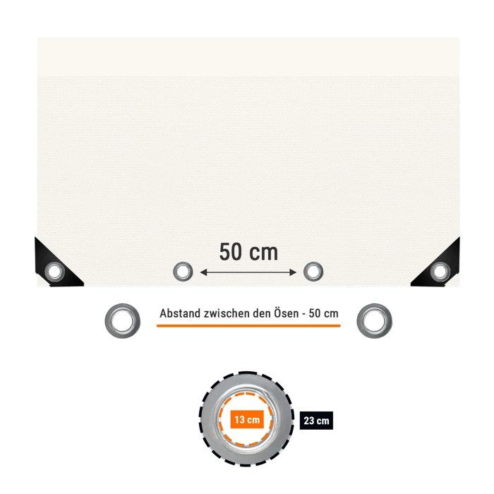 Blanc 650 g/m² PVC 3 x 5m (15m²) Bâche