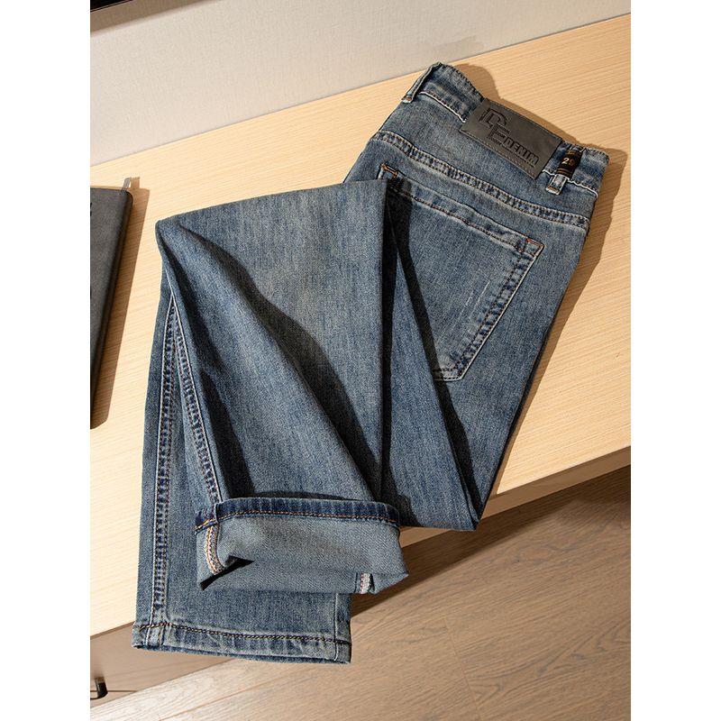 Light Luxury Texture! European and American Retro! Export Old Beauty Original Order Jeans Men's Straight Loose Stretch Summer Thin