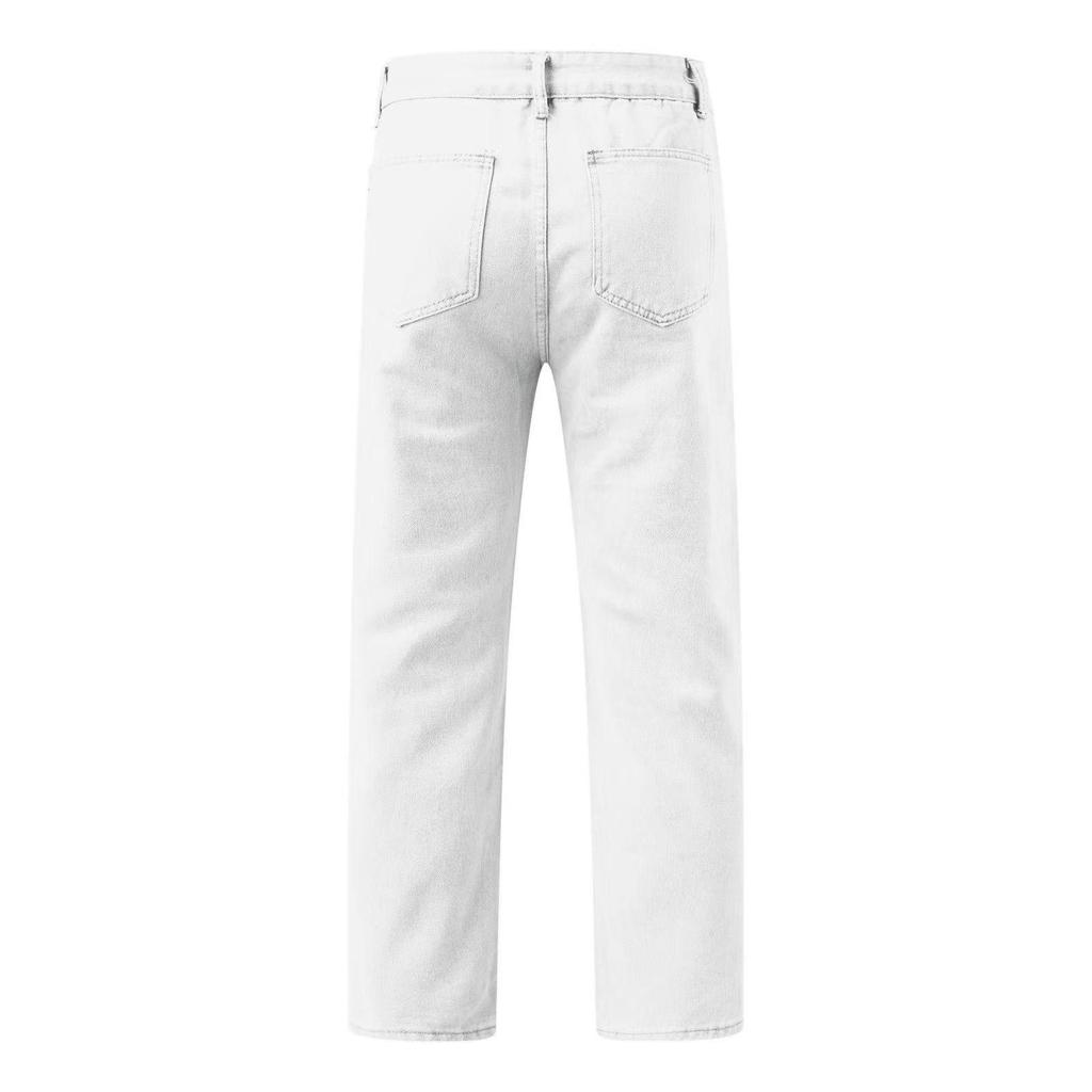 Men's Retro Loose Wide-Leg Jeans Slim Straight Washed Jeans