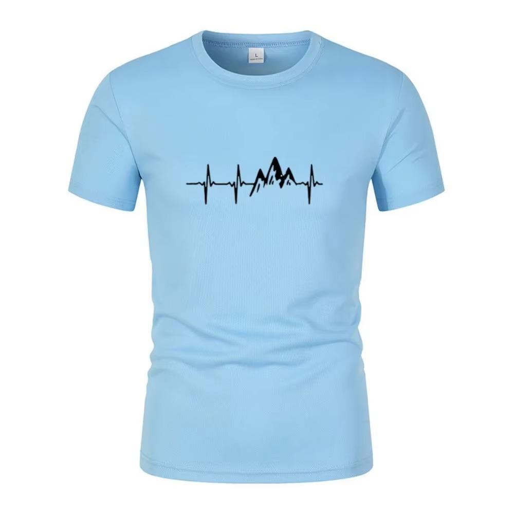 Bergs-EKG T-shirt Sommar Män Kvinnor Kortärmad T-shirt Roliga Hip Hop Tees Toppar Harajuku Kläder Elektrokardiogram T-shirt