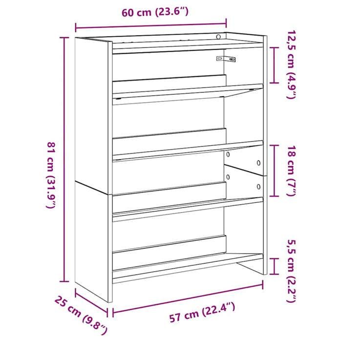 VidaXL Shoe Rack Sonoma Oak 60x25x81 Cm Engineered Wood 859880