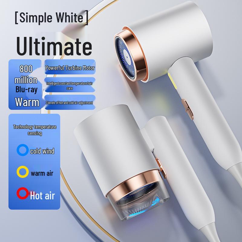 Compact High-Power Electric Hair Dryer w/ Blue Light & Constant Temperature for Salon & Home Use