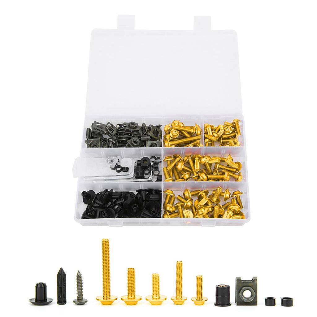198PcsSet Windscreen Fairing Screws M5 M6 Bolts Kit Motorcycle AccessoryGolden
