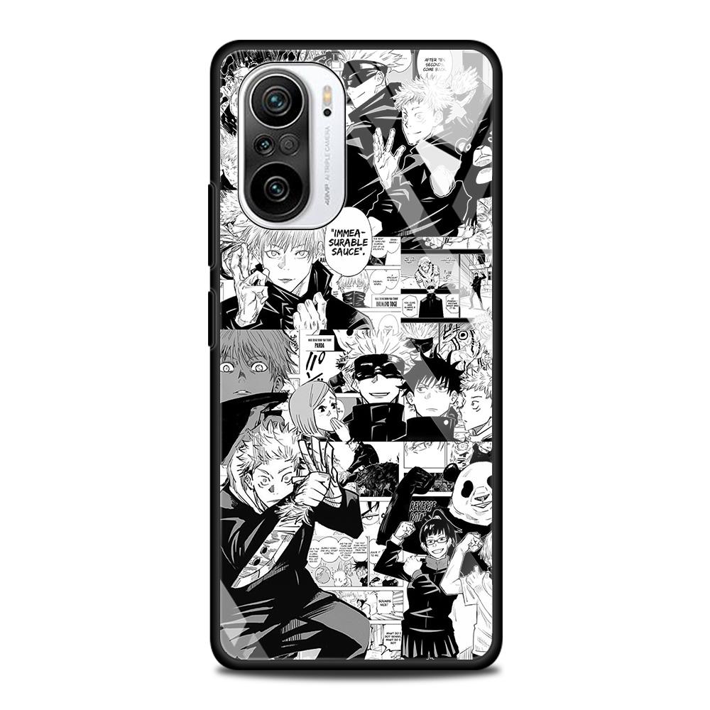 Jujutsu Kaisen Anime Tempered Glass Case Funda For Xiaomi Redmi Note 9S 10 11 9 8 Pro 10S 8T 9T 9A 9C K40 Back Shell Cover Coque