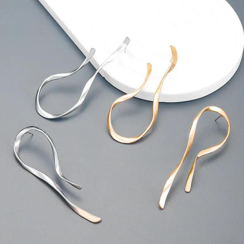 Brincos Grandes Irregulares Exagerados Pendentes para Mulheres Minimalistas Assimétricos Torcidos Acessórios Personalizados Joias da Moda