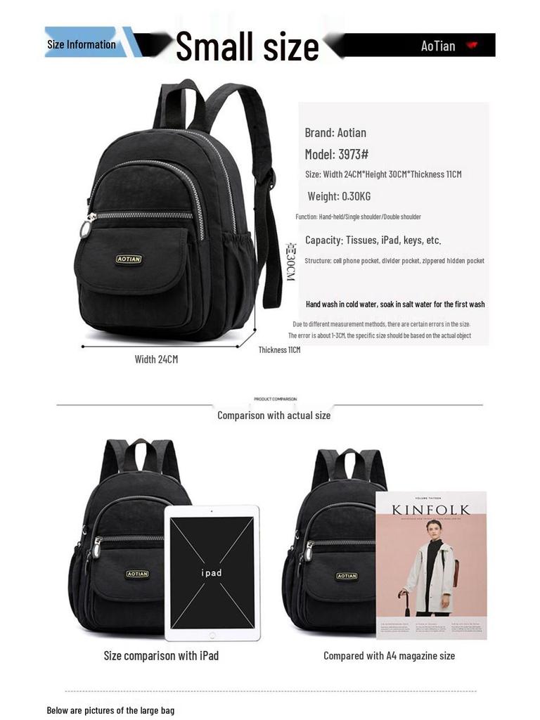 Lightweight Small Canvas Backpack for Middle-aged and Elderly Women
