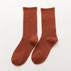 Female Autumn and Winter New Products Retro All Match Pure Color Cotton Tube Stack Socks