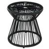 Runder Beistelltisch, Rattan-Beistelltisch, Hohlzylinder-Design Couchtisch mit Glasplatte für Terrasse, Garten, Balkon Schwarz