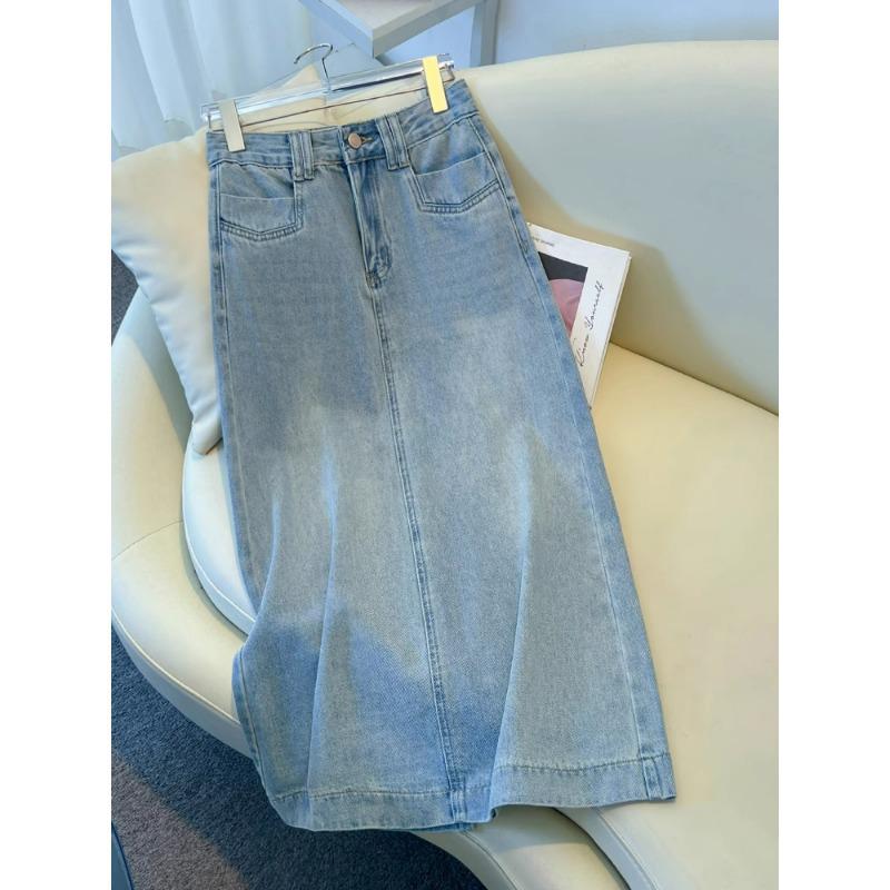 

Women s Light Blue High-Waist Denim Midi Skirt with Back Slit and Slimming A-Line Design for Spring and Autumn 2025 26/S (85-95 jin) світло-синій колір