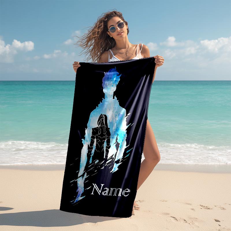 Personalized customized proof beach towel with Solo Leveling pattern - soft, absorbent,quick-drying,perfect swimming,camping&bathing