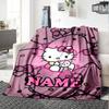 Customizable HelloKitty15 Throw Blanket – Personalized Name, All-Season Cozy Snug Blanket, Machine Washable, Personalized Blanket