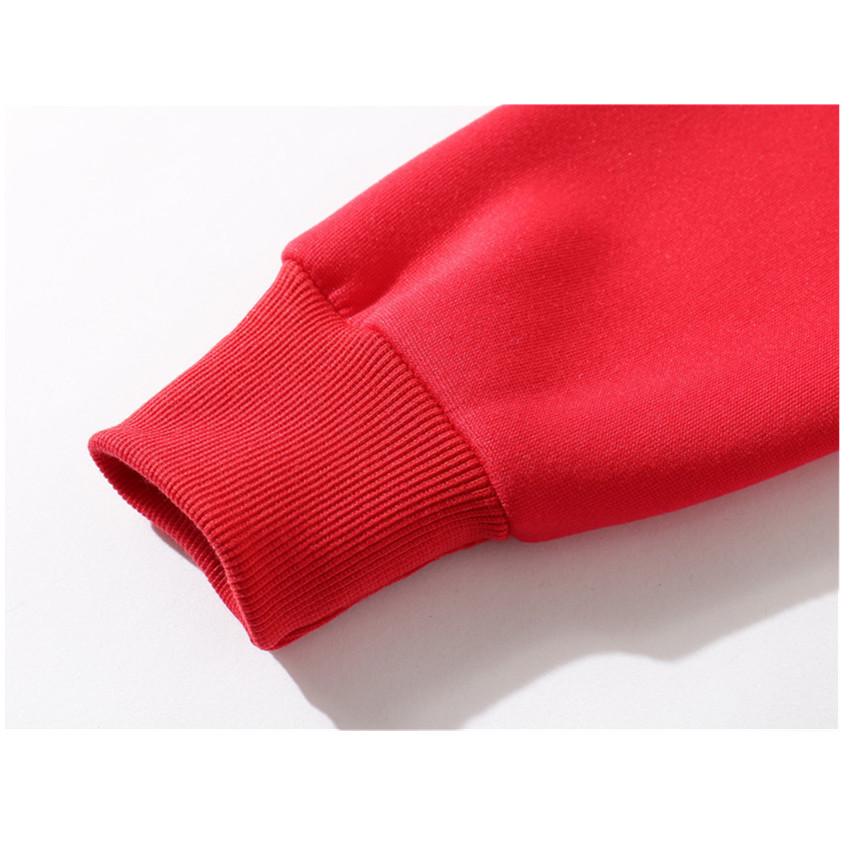 Unisex Solid Color Ribbed Cuff Hoodie Sweatshirt