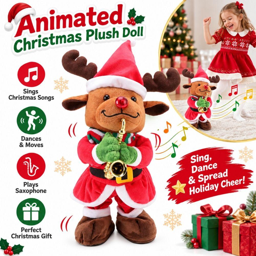 Swinging Motion Christmas Musical Plush Toy Dancing Christmas Doll Christmas Table Decor