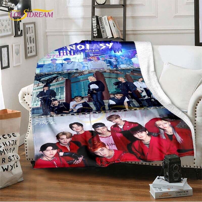Nieuw Kpop Sterren Stray Kids Plaid Zachte Dekens voor Bedden Bankhoes Winter Beddengoed Queen Size Kamer Decoratie Fans Cadeau Picknick