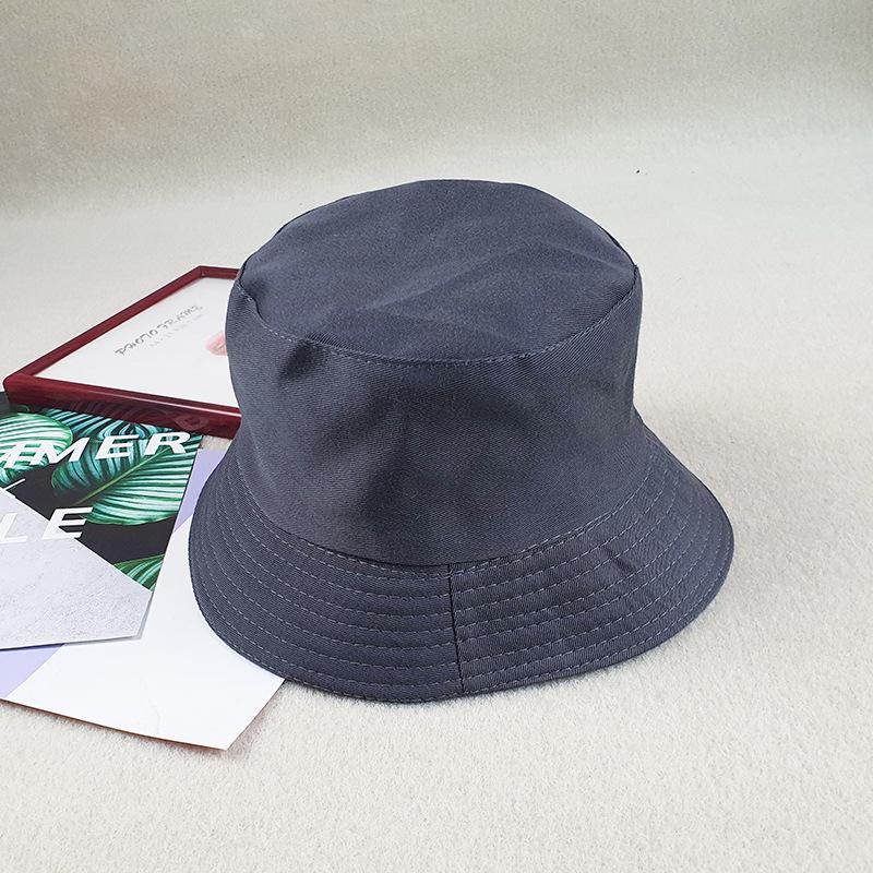 Unisex Korean Style Solid Color Bucket Hat - Summer Sun Protection One Size темно-серого