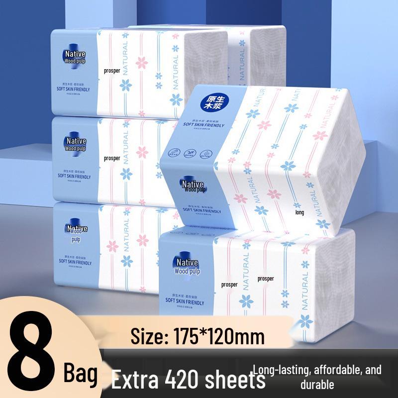 To Moxi Boxed Tissue Paper, 420 Sheets, 5-Ply, Large Pack, Napkin/Toilet Paper Replacement
