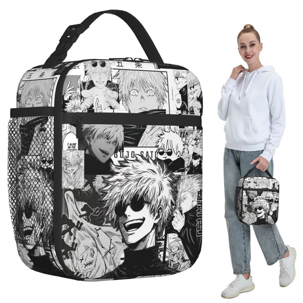 Satoru Gojo Anime Japanischer Manga Isolierte Lunchtasche für Kinder Schul-Kühltasche Thermische Lebensmittelbox Tragbare Lunchboxen Behälter