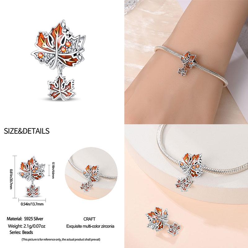 Original Kupfer Herbst-Ahornblatt Kiefernzapfen Perlenkürbis Auto Anhänger Passend für Armband DIY Schmuckherstellung Geschenk für Frauen
