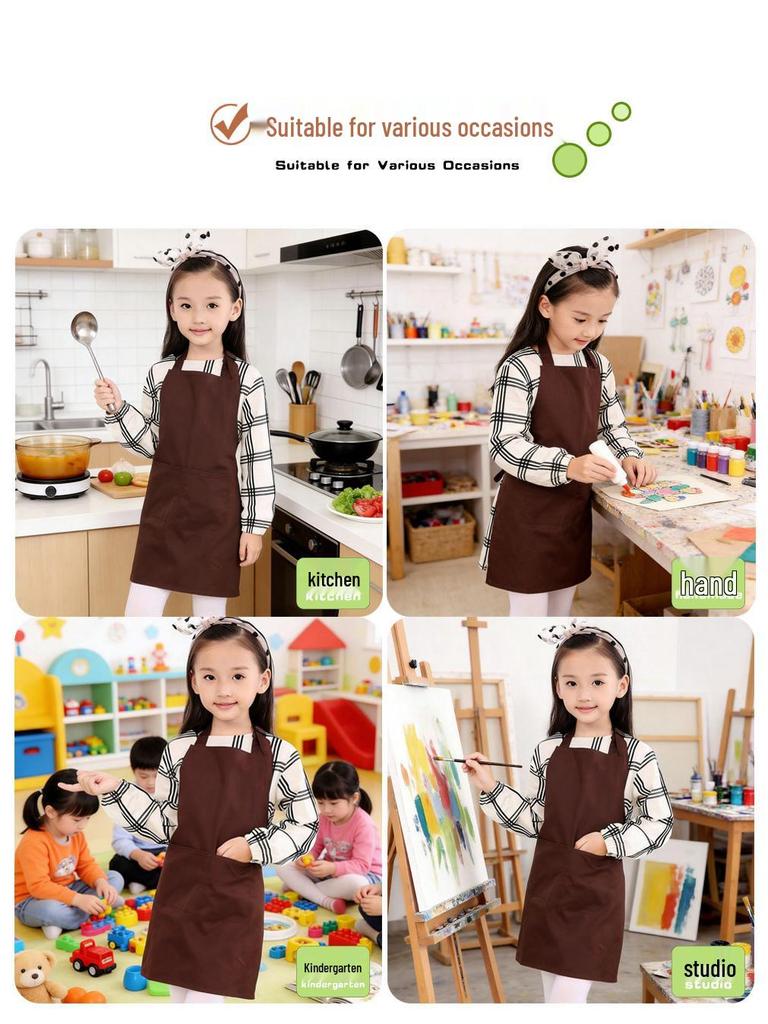 Children's Neck Hanging Korean Style Apron, Unisex, Sleeveless, Anti-Stain, Custom Logo, Ideal for Kindergarten Painting