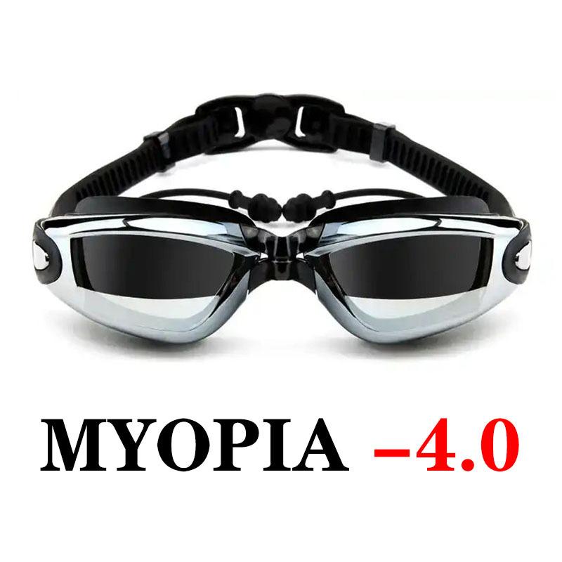 Myopia Goggles, Swimming Goggles, Silicone Swimming Goggles, Anti-Fog And Waterproof Men'S And Women'S Large-Frame Electroplated Glasses