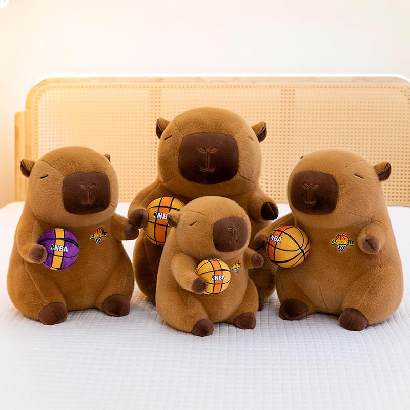Plush Basketball Capybara Toy Stuffed Doll Cartoon Decoration Kids Gift Cute