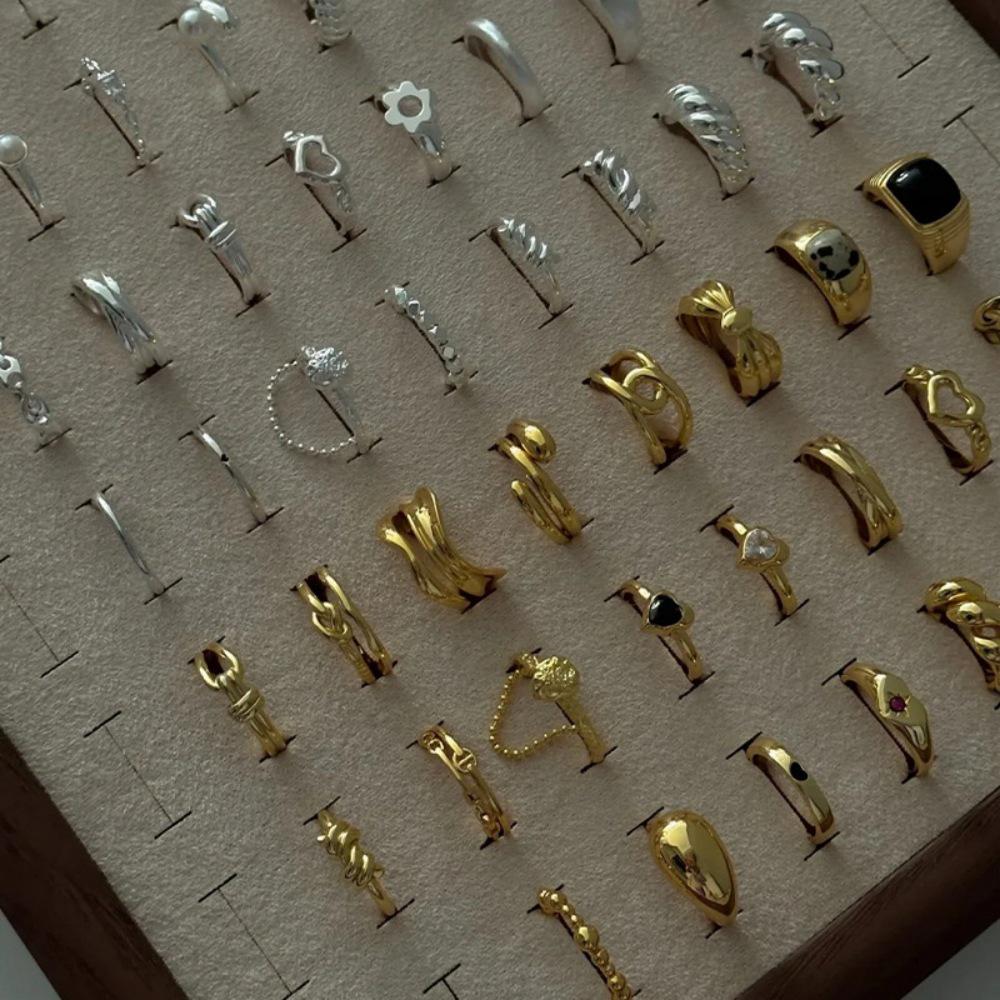 925 Sterlingsilber Unregelmäßiger Edelstein Damen Luxus Zeigefingerring - Nicht Verblassend, Verstellbar, Leichtes Nischendesign.